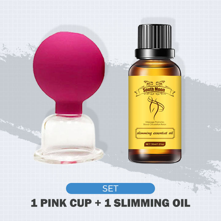 pink cup + oil